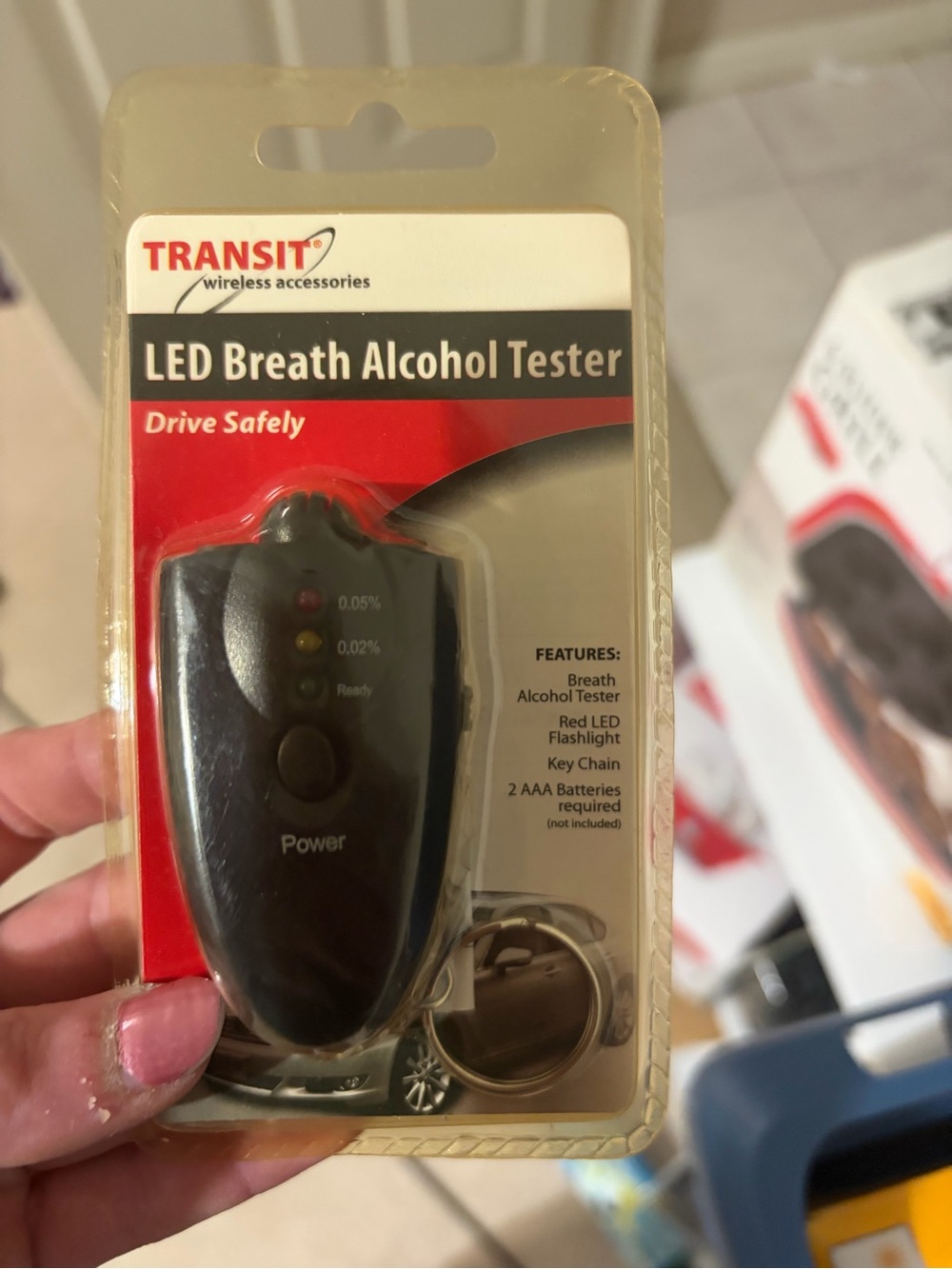 Transit LED Breath Alcohol Tester Keychain - Black